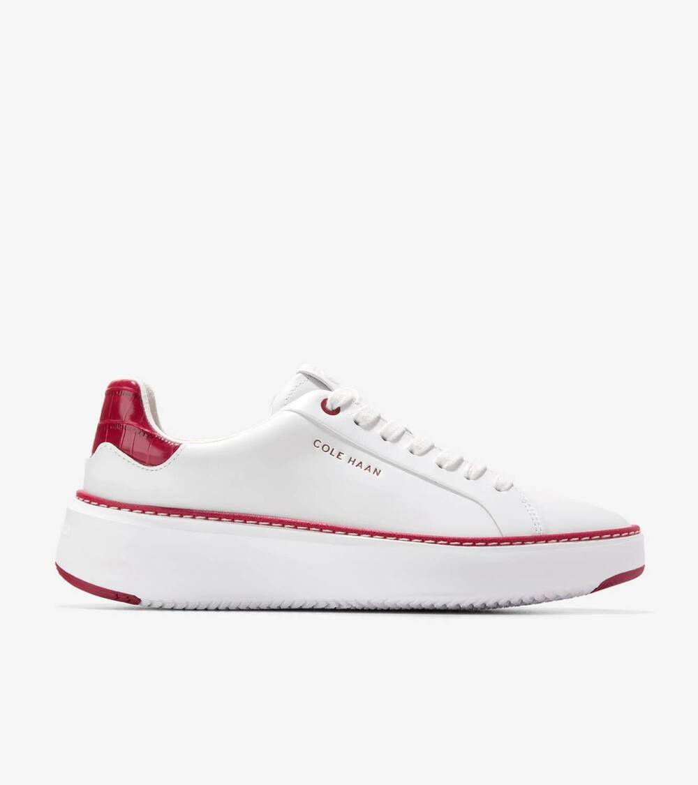 NEW COLE HAAN women's grandpro topspin sneakers in white/red - Picture 1 of 7
